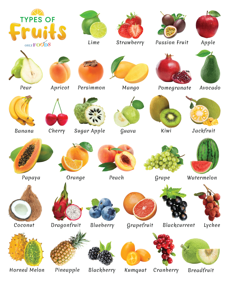 List of the Different Types of Fruits With Pictures